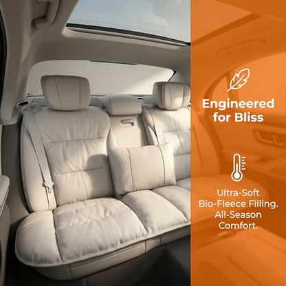 A leather rear seat cushion specially designed for cars - made by hand - can relieve pain in the buttocks, pressure points, and sciatic nerve. | Rear seat cover (Off White, Rear Seat Cushion) - color: Off White, size: Rear Seat Cushion