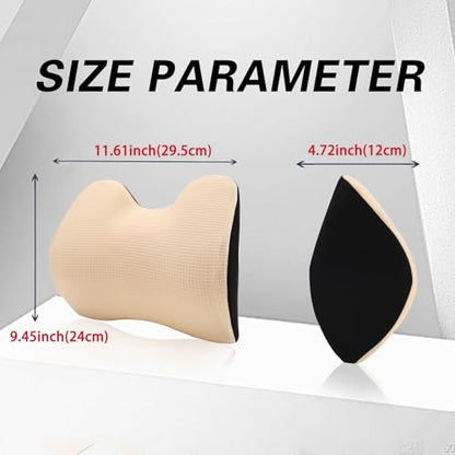 SPRFUFLY Make Restful Car Headrest Pillow, Car Pillow for Driving with Adjustable Strap, Breathable Removable Cover & Ergonomic Design - Softness Travel Car Neck Support Pillow(Beige, 1PC) - color: Beige02