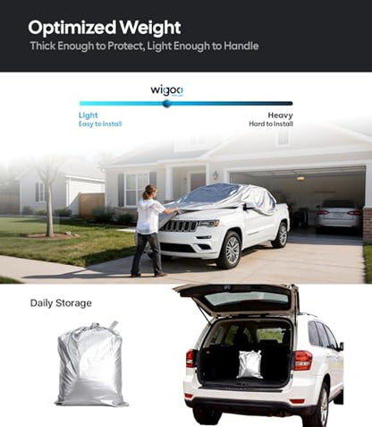 Wigoo Jeep Grand Cherokee Car Cover Accessories 1999-2026, Custom Fit Waterproof All Weather Outdoor Full SUV Cover, Windproof Sun UV Rain Snow Dust Protection, Door Zipper, Reflective Strips - size: for Jeep Grand Cherokee (1999-2026)