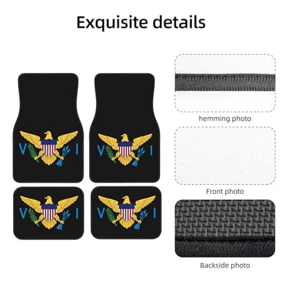 Coat of Arms of Virgin Islands National Emblem Universal Car Front Rear Floor Foot Mats Anti-Slip Car Mat Full Set of 4 Pieces Rubber Backing Carpet All Weather Protection Fit for SUV,Sedans, Trucks