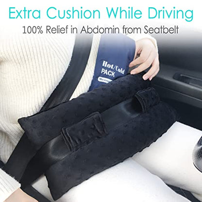 Hysterectomy Pillow Abdominal Post Surgery Pillows with Pocket Comfort for Ice Heat Packs Tummy Tuck Belly Incision Recovery Seatbelt Gifts Women Patients Minky Dot Black - color: Dotblack