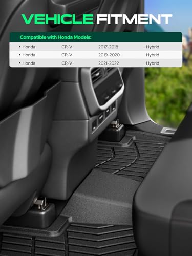 YHTAUTO Automotive Floor Mats Compatible with Honda CR-V 2017-2022 Hybrid Models, TPE All Weather Floor Liner Odorless Custom Fit Car Mats, 1st & 2nd Row, Set of 3 - size: 2017-2022