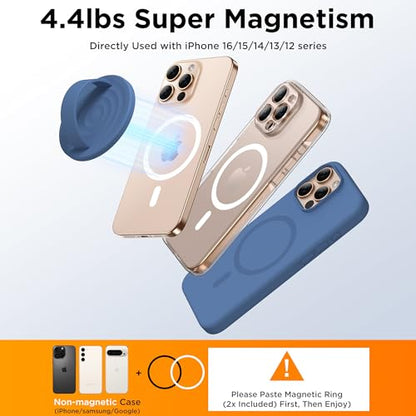 Magnetic Phone Grip Ring Holder, Liquid Silicone Magnet Cell Phone Grip Finger Loop, Compatible with Magsafe, Back of Phone for iPhone 17/16/15/14/13/12 Series, Azure Blue - color: Azure Blue
