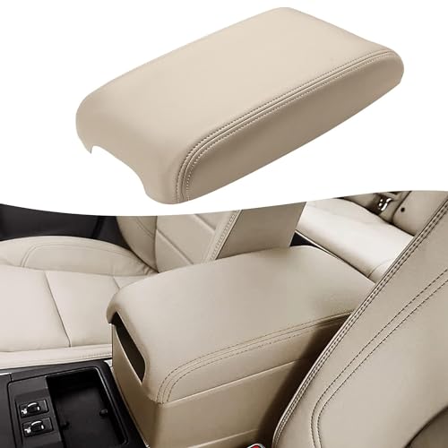 KBH Center Console Armrest Cover Upholstery for Toyota Camry 2012 2013 2014 2015 2016 2017, Vinyl Leather Middle Console Replacement Covering, Ivory Tan (Leather Part Only) - color: Ivory Tan, size: Camry 2012-2017