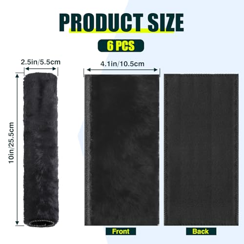 6 PCS Motorcycle Tie Down Straps Soft Loop Covers, Artificial Wool Plush Soft Covers, Easy to Install, Protect Paint and Chrome Surfaces from Scratche During Motorcycle Transport -Black