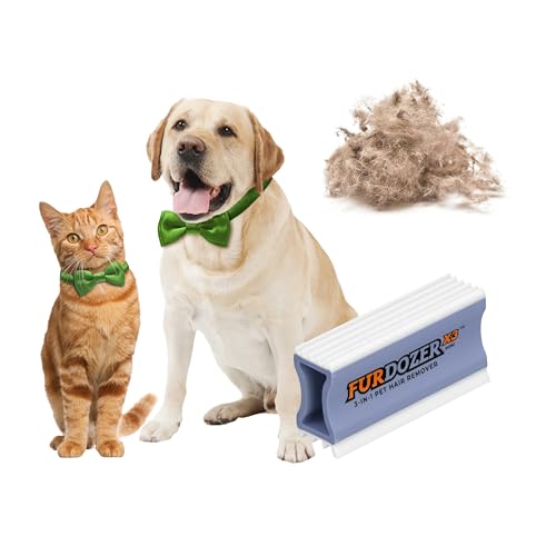 FurDozer Pet Hair Remover & Auto Detailing Tools - Cat & Dog Hair Remover for Carpets, Car Interiors, Couches, Bedding, & Pet Furniture (Purple, X3 MINI - 3.5" Long) - color: Purple, size: X3 MINI - 3.5" Long