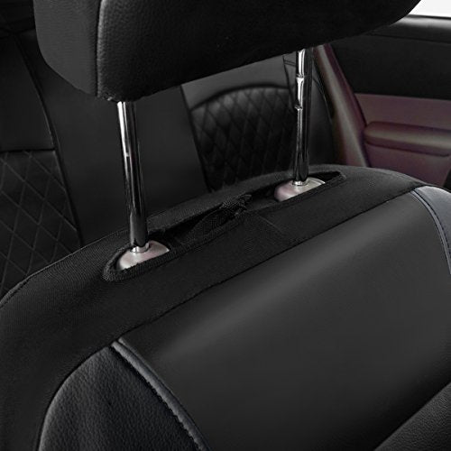 Universal Deluxe Pu Luxury Vinyl Faux Leather Car Seat Covers Full Set, Airbag Compatible, Breathable, Fit for Cars, Trucks, SUV (Black and Blue) - color: Blue, size: Full Set