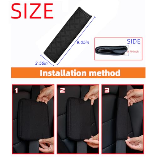 2PCS Car Seatbelt Cover, 9.05 Inches Soft Leather Vehicle Safety Seat Belt Strap Cushion, Comfortable Auto Shoulder Neck Chest Protection Pads Accessories, Extremely Long (Black) - color: Black/9 inches