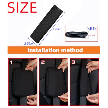 2PCS Car Seatbelt Cover, 9.05 Inches Soft Leather Vehicle Safety Seat Belt Strap Cushion, Comfortable Auto Shoulder Neck Chest Protection Pads Accessories, Extremely Long (Black) - color: Black/9 inches