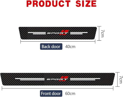 4 Pcs Car Door Sill Protector for Honda CRV Hybrid 2023-2026, Scuff Plate Guards Carbon Fiber Leather Anti-Scratch Decorative Entry Step Stickers