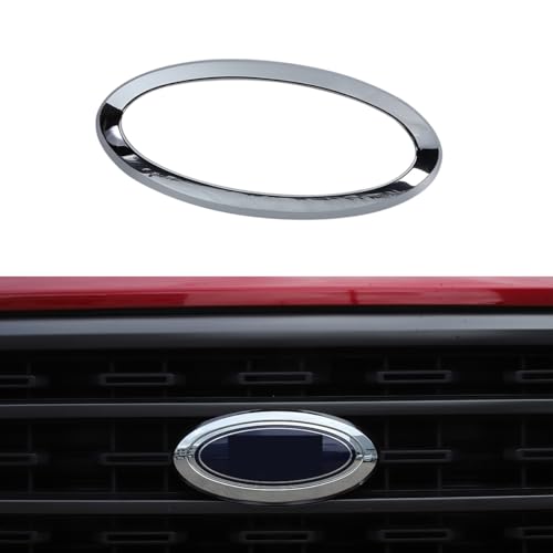 Car Front Grille Nameplate Emblem Trim for Ford F150 F-150 2021-2025 Grill Logo Ring Decoration Cover Exterior Accessories, Chrome Without Camera Hole - color: Chrome, size: WITHOUT Camera Hole