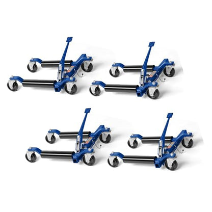 TUFFIOM Car Wheel Dolly Set of 4, Heavy Duty 6000 Lbs Capacity Vehicle Positioning Jack, Anti-Slip Foot Pedal&360° Swivel Casters for SUV Truck Boat Repair Moving,Black-Blue - color: Black-blue