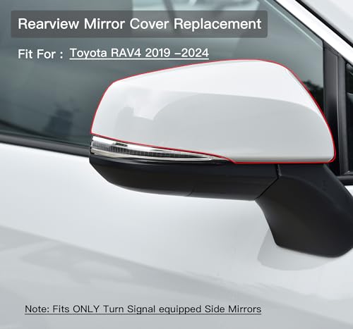 Right Passenger Side Mirror Cover Cap Compatible with Toyota Rav4 2019-2024 Pearl White - color: Pearl White, size: Right Passenger Side