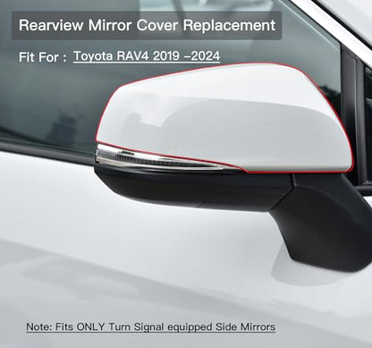 Right Passenger Side Mirror Cover Cap Compatible with Toyota Rav4 2019-2024 Pearl White - color: Pearl White, size: Right Passenger Side