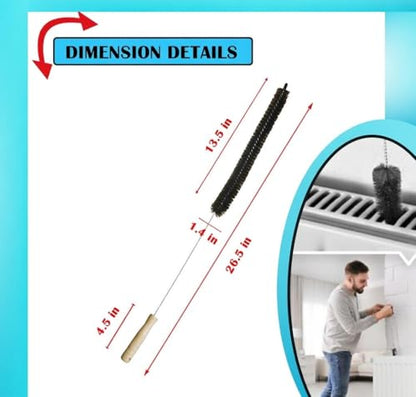 2-Pack Dryer Vent Cleaner Kit - Long Flexible Dryer Lint Brush & Refrigerator Coil Cleaner - Multi-Use Radiator Brush & Lint Trap Cleaning Tool for Fire Prevention - size: 2 half brush