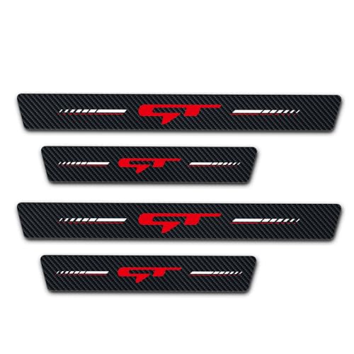 4Pcs Door Sill Protector for Kia K3 Cerato 2021-2024 GT, Carbon Fiber Door Sill Stickers, Front Rear Door & Trunk Sill Plate Guards Auto Accessories - color: Red Gt
