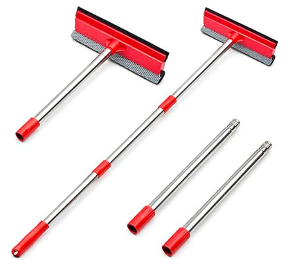 DSV Standard Window Squeegee, 2-in-1 Window Cleaner with 55" Extension Poles, Window Washing Kit, Glass Door Cleaner, Multi-Use Car Windshield Cleaning Tool with Long Handle for High Outdoor Windows - size: Multi-Section Squeegee