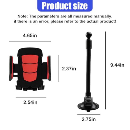 Car Phone Holder Mount, Gooseneck Long Arm Cell Phone Holder, Windshield Window, Dashboard Anti-Shake Handsfree Stand with Strong Suction Cup, Fit for Most Cellphone(Red) - color: Red