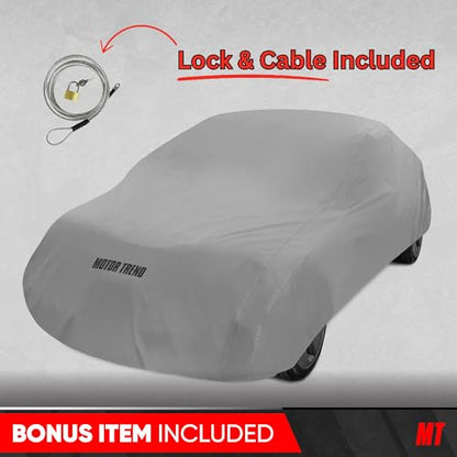 Motor Trend Breathable Lightweight Car Cover, Anti-Moisture Build-Up Water-Resistant Scratch-Resistant Travel-Friendly, Universal Fit for Cars SUVs Trucks Vans All-Weather Outdoor/Indoor, (XL) 210" L - size: XL