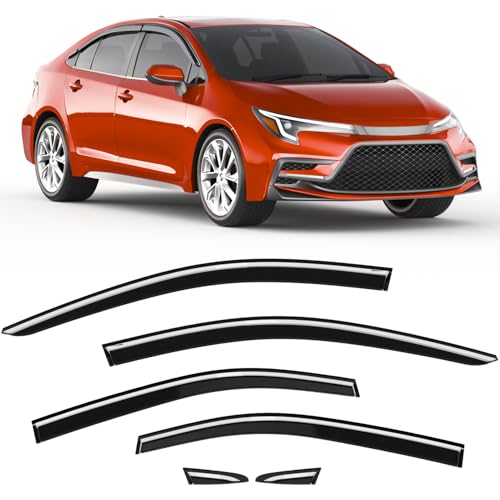 6-PCS Extra-Thick Rain Guards Fit for 2019-2026 Toyota Corolla Sedan L LE SE XLE XSE FX Extra Durable Tape-on Window Rain Guard Window Deflectors Vent Shades Window Visor Vent Visors Exterior - size: Fit for 2019-2026 Toyota Corolla Sedan