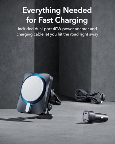ESR for 15W MagSafe Car Mount Charger with CryoBoost, Made for Apple-Certified, for MagSafe Car Charger,Magnetic Wireless Phone Charging for iPhone 16/15/14/13/12, S25, Fast Charging, Phone-Cooling