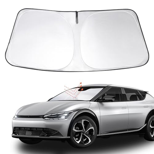 Windshield Sun Shade Custom Fit 2022 2023 2024 2025 2026 Kia EV6 Accessories Foldable Sunshade Sun Blocker Front Window Shades Covers Keep Car Cooler - size: For Kia EV6 2022-2026
