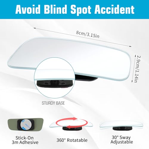 2 Pcs Blind Spot Mirror,Rectangle Car Side Mirror Blindspot Angle Adjustable Blindspot Mirrors for Car Truck(Adhesive,Pack of 2)