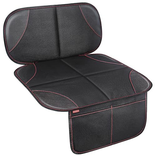 Sinvitron Car Seat Protector for Kids, Anti-Slip Thick Padding, Seat Mark Protection, 2 Storage Pockets for Toys & Snacks, Universal Fit for Most Vehicles (Black, 1 Pack) - color: Black, size: 1 Pack
