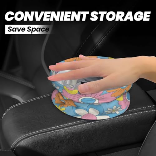 Retro Flowers Car Trash Can Small Portable Car Garbage Bag for Back Front Seat RV's Camping Accessories - color: Retro Flowers