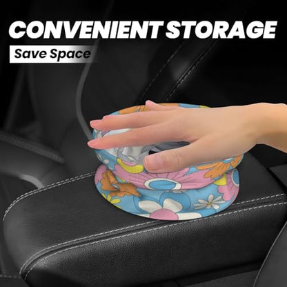 Retro Flowers Car Trash Can Small Portable Car Garbage Bag for Back Front Seat RV's Camping Accessories - color: Retro Flowers