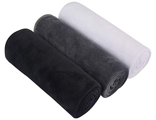 SINLAND Microfiber Gym Towels Super Absorbent Compact Travel Workout Towel Quick Dry Camping Sweat Towel for Sports Beach Swimming Backpacking Hiking and Yoga Men Women 16 Inch X 32 Inch - color: Black+white+grey
