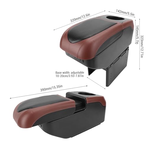Car Armrest Box with 6 USB Charging Ports - Double Layer Console for SUV, Truck, and Car (Brown) - color: Brown