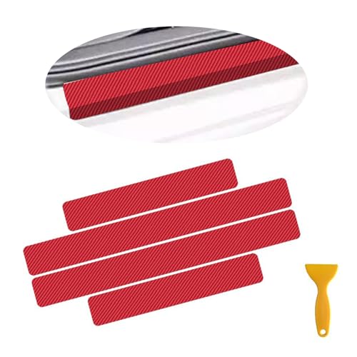 1Pack 4 Pcs Carbon Red Car Door Sills Protector, Car Door Edge Entry Guards, Decorative Car Door Protector Fits for Most Car - color: Red