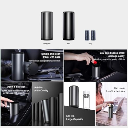 Tumecos Car Trash Can,Vehicle Automotive Cup Holder Bottle Trash Can, Garbage Can with Lid Dust Box Cup Holder (Black) - color: Black1