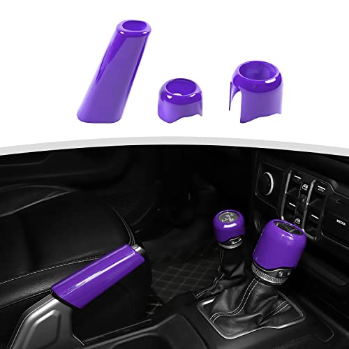 RT-TCZ Gear Shift Knob Cover Trim Handbrake Cover Drive Mode Shift Knob Cover Decorative Interior Accessories for Jeep Wrangler JL JLU & Gladiator JT 2018-2022,Purple - color: Purple