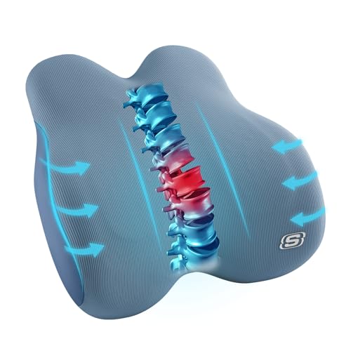 Skechers Women’s Lumbar Pillow, Memory Foam Lumbar Support Pillow for Office,Chair Lower Back Pain Relief Lumbar Pillow,Ergonomic Design Back Support Pillow for Office Chair,Car,Home,Travel,Blue - color: Blue