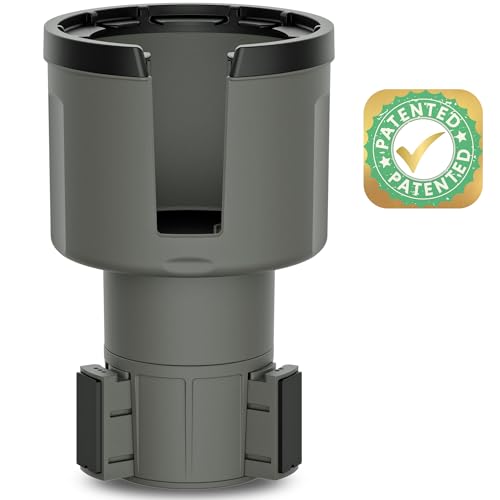 Swigzy Car Cup Holder Expander Adapter for Large Water Bottles - [Patented & Upgraded] - Holds: Hydro-Flask, Yeti, Nalgene, Owala, 32-40oz - Adjustable Expandable Insert Extender - Universal (Gray) - color: Gray, size: Holds 18-40 oz (Standard Base)