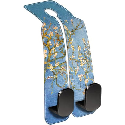 1 Pack Car Seat Headrest Hooks for Purses Abstract Blossoming Almond Tree Bag Purse Holder for Car with Double Metal Hooks Car Purse Hanger Hanging Accessories - color: Abstract Blossoming Almond Tree