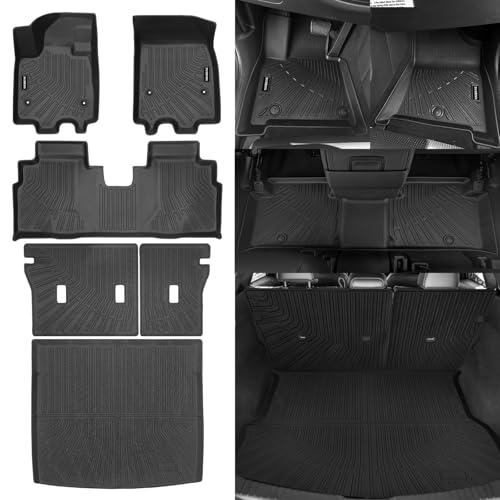 Naibeve Floor Mats for Cadillac Optiq 2025 2026 - All Weather for Cadillac Optiq Floor Mats Liners 2 Row & Cargo Mat & Backrest Mats Accessories - size: 21)Optiq|2025-2026