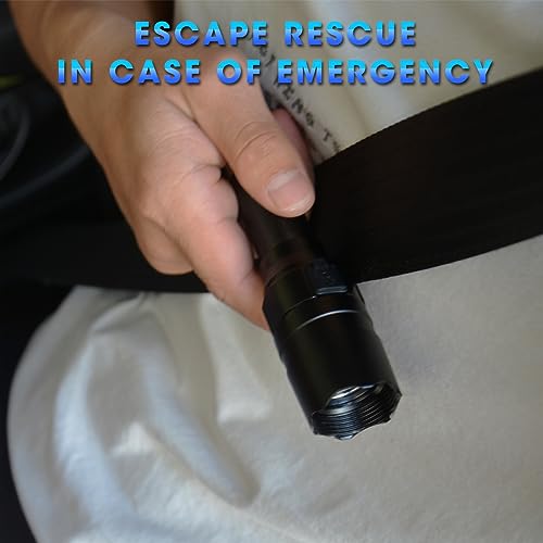 Small Safety Wand Flashlight for Traffic,Car,Emergency | Cigarette Lighter & USB C Rechargeable Torch with Seat Belt Cutter - color: Black