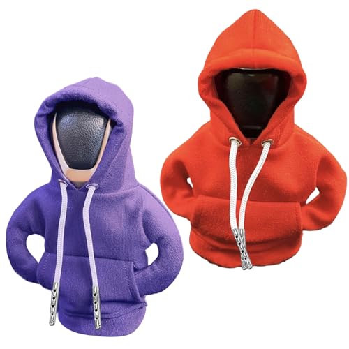 vvag Gear Shift Hoodie,Universal Shift Knob Hoodie, 4.7 Inch Car Shifter Stick Protector Decoration, Funny Hoodie Car Gear Shift Cover (Orange + Purple) - color: Orange+Purple