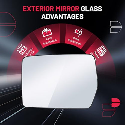 BDFHYK Mirror Glass Compatible with F150 2004-2014 Side View Exterior Mirror Glass with Backing Plate, Replaces 4L3Z-17K707-DB, 4L3Z17K707DB, Heated (Left Side) - size: Left Driver Side, style: 2004-2014 F-150