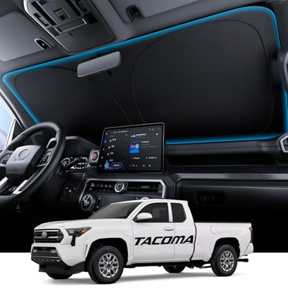 Wigoo for Toyota Tacoma Windshield Sunshade [OEM Design, 100% Sun Blockage] Foldable Heat Insulation Sun Shade with Storage Bag, for Toyota Tacoma (2016-2026), Silver Coating - size: for Toyota Tacoma(2016-2026)