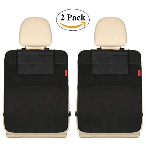 Kaiphy Car Backseat Organizer Premium Quality Car Kick Mats with 10" Tablet Holder - Extra Large Pocket- Sturdy Top 2Pack