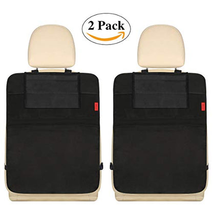 Kaiphy Car Backseat Organizer Premium Quality Car Kick Mats with 10" Tablet Holder - Extra Large Pocket- Sturdy Top 2Pack