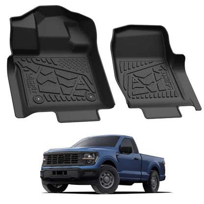 LASFIT Floor Mats for 2015-2026 Ford F-150 Regular Cab Bucket-Seat Carpet Floor, Ford F150 Standard Cab All Weather Portector TPE Waterproof Truck Liners-1st Row Black - style: 1) F-150 Regular Cab| 15-26 | 1st Row Bench Only