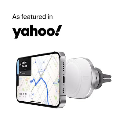 Belkin MagSafe-Compatible Wireless Car Charger 15W, Fast Charging Wireless Charger - Powerful Magnetic Vent Holder for iPhone 17, 16, 15, 14, 13 Series, Pixel 10, Secure Car Phone Mount - White - style: Charging Mount