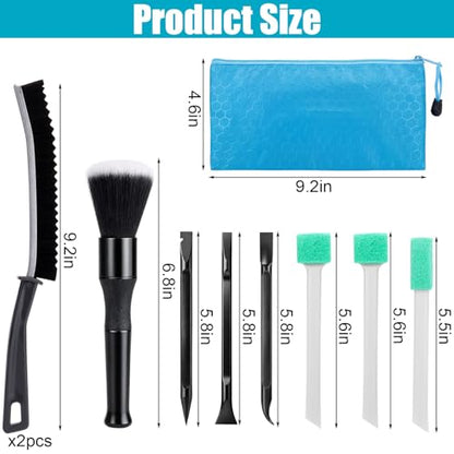 XANGNIER Car Detailing Kit Interior,Car Cleaning Interior Cleaner Brush Kit Tool,Car Care Detail & Clean Supplies Accessories Kits,Suitable for Auto,SUV,Truck,Sedan,Dashboard,Panel,10 Pcs Tools Sets
