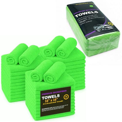 Blue Horizon Large Microfiber Cleaning Towels, 36-Pack Wash Cloths, Ultra Soft Plush Microfiber Cleaning Cloth, Products (Green, 16" X 16") - color: Green, size: 16" x 16"