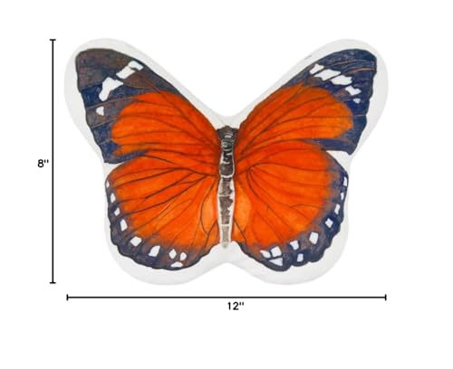 JWH 3D Butterfly Pillow Print Neck Cushion for Car Travel Plane Airplane Trip Headrest Long Flights Essentials Cute Head Rest Sleeping Napping Cushion with Elastic 8 x 12 Inch Orange - color: Z Neck Orange